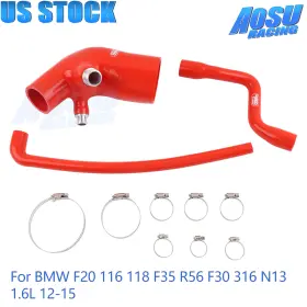 Aim40-rd Aosuracing Red Silicone Intake Turbine Hoses For 12-15 Bmw F20 116 118 F30 N13 F35 R56 1.6l