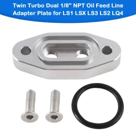 551666 Areyourshop Twin Turbo Dual 1/8 Inch Npt Oil Feed Line Adapter Plate For Ls1 Lsx Ls3 Ls2 Lq4 Us