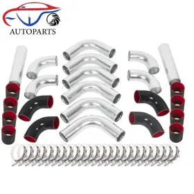 Autop1475 Autopartszone 12 Pcs 3 Inch Universal Black Intercooler Piping Silicone Coupler Clamp Kit Bkr