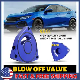 Pqfdp-civic-15-21b Auxito For 2015-2021 Honda Civic Coupe 1.5t Bov Blow Off Valve Plate Spacer Blue Billet