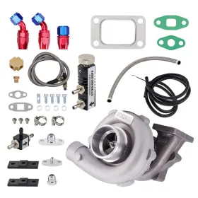 7pt3s0 Bfo T3t4 T04e Turbo .63 A/r Turbine 5 Bolt Oil Cooled In Out Lines Boost Controller