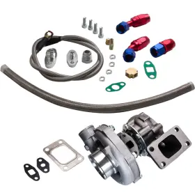 8vmpbz Bfo T3t4 T04e Turbo .63 A/r Turbine 5 Bolt Flange Oil Cooled In Out Lines