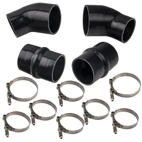 Ncdek4 Bfo Black Silicone Intercooler Boot Kit And T-bolt Clamps For Dodge Ram Pickup 94-02