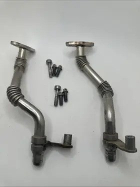11429454094 Bmw E71 F10 F12 F01 550i 750li X5 X6 N63 Turbo Oil Return Line Pipe Set Pair Oem