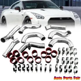 03csg020bbk Cubauto Turbo Intercooler 2.75 Inch Piping Kit For Nissan Gt-r R35 Vr38det Vr38 09-15 Silver