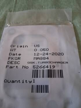 Cummins 5266419 Turbocharger Gasket- Part Number -trucks-rvs-garage T