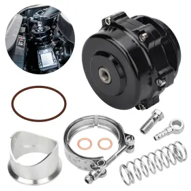 Eeekitonline 655887824647 Black Universal 50mm Bov Blow Off Valve Q Typer With V-band Clamp Aluminum Flange