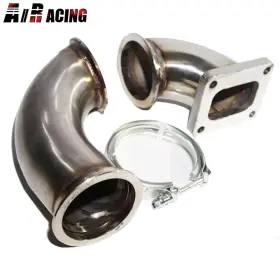 T4-vb300 Emusa Piping Vb300 2 Pieces Design 90 Deg Ss Elbow Adapter Pipe 3 Inch Id V-band To T4 Flange