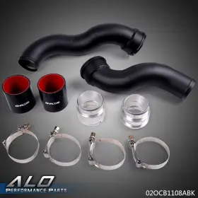 Alo020516 G-plus Fit For Benz W212 E200 / E250 Aluminum Air Intake Hose Black Clamps Kit