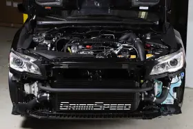 090255 Grimmspeed Front Mount Intercooler Kit Black Coated Inc. Red Piping For Subaru