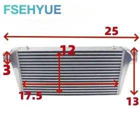 6wxf94 Hualey Aluminum Universal 25 Inch X13 X3.3 Front Mount Intercooler 3 Inlet/out Tube And Fin