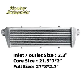 2.2ftftin Hualey 941324419809 27ftft X 8ftft 3ftft Front Mount Intercooler 2.2ftftin/out Tube And Fin Universal Turbo
