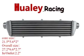 Trachea2.2 Hualey-racing Nmsg52 Universal Front Mount Aluminum Tube And Fin Intercooler 27.2x6.6x2.7 Inch