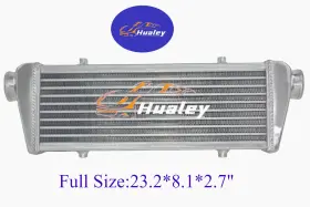 Hualey Size 23.2 8.1 2.7 23 Inch Fmic Universal Aluminum Turbo Intercooler 2.2ftft Inlet/outlet 56mm