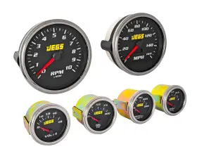 41392 Jegs 6-gauge Set Black Analog Face 5 Inch Dia. Speedometer And Tachometer