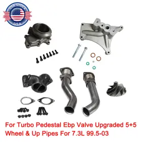Dp29744 Jonjea Turbo Pedestal Ebp Housing Bellowed Up Pipes For 99.5-03 Ford 7.3l Powerstroke