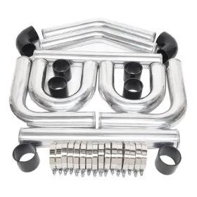 Eb-331101-3766 Leadzm New 3 Inch Aluminum Turbo Intercooler Piping Kit Elbow Hose Clamp Chrome