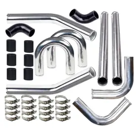 Eb-331101-3768 Leadzm Universal 2 Inch 51mm Aluminum Intercooler Turbo Piping Kit Hose Black