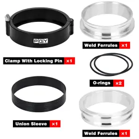 Lz-vce08 Lzone 3.5 Inch 89mm Quick Release Aluminum V Band Clamp Kit For Intake Intercooler Pipe Bk