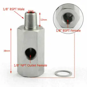 C197-a001-silver Madhornets 1/8 Inch Bspt Oil Pressure Sensor Tee To Npt Adapter Turbo For Lexus Subaru Mazda Ue