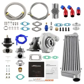 0jn86b Maxpeedingrods Universal T04e T3 T4 T3/t4 Turbocharger 350hp 2.5 Inch Intercooler Bov Wastegate Kit