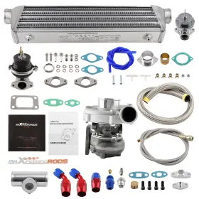 0qdzc3 Maxpeedingrods Universal T04e T3/t4 0.63 A/r Turbo Kit Wastegate Intercooler Bov Oil Lines