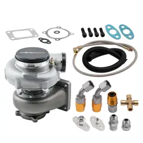 Gt3582 Maxpeedingrods 1dumr9 T3 Turbo Gt35 Universal A/r .70 Turbocharger Oil Feed &return Line Kit