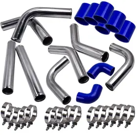 2seuci Maxpeedingrods New Universal 2.5 Inch Aluminum Intercooler Pipe Kit With Silicone Hose Clamps