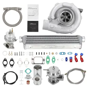 576ck9 Maxpeedingrods Universal T04e T3 T4 Turbocharger Kit With Intercooler Oil Lines Bov Wastegate