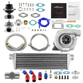 5ctdzq Maxpeedingrods Universal T3/t4 T04e Turbocharger Turbo Starter Kit Up To 400hp Bov Intercooler