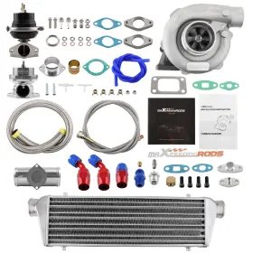 8z3t71 Maxpeedingrods Universal T3/t4 T04e Turbo Kit For 1.5l-3.0l Up To 14.5 Psi 400hp Intercooler