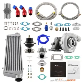 C4kszg Maxpeedingrods T04e T3/t4 T3 T4 Universal Turbocharger Kit Wastegate Intercooler Bov Oil Lines