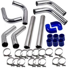 Maxpeedingrods Eho76b Universal 2.5 Inch Aluminum Intercooler Piping Tube Kit Silicone Hose Clamps
