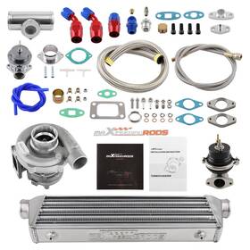 Maxpeedingrods Kdu4lt Universal T3/t4 T04e Turbo Kit 350hp Intercooler Wastegate Oil Return Feed Line