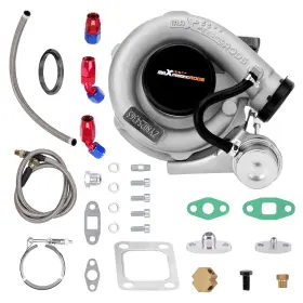 Lrzjp5 Maxpeedingrods Turbo T04e T3 A/r .63 420hp Internal Wastegate V-band Flange Oil Return Line