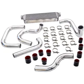 Lzje4h Maxpeedingrods Universal 2.5 Inch Coupler Silver Piping Intercooler Kit T-bolt Clamps For Honda