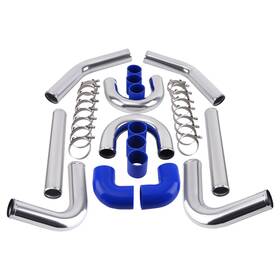 Maxpeedingrods Q5r03u 2.5 Inch Aluminum Intercooler Pipe Kit And Blue Hose Clamp Universal