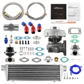 Saxc8u Maxpeedingrods T3 T4 To4e T04e 400hp Universal Turbo Turbocharger Kit With Wastegate Intercooler
