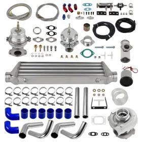 Tbjr17 Maxpeedingrods Universal T3/t4 T04e Turbo Kit For 1.5l-3.0l Up To 14.5 Psi 400hp Intercooler