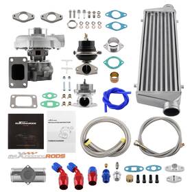 Maxpeedingrods Tubh8o T04e T3/t4 T3 T4 Universal Turbocharger Kit Wastegate Intercooler Bov Oil Lines