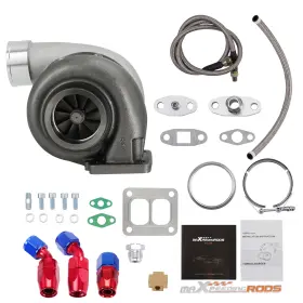 Xd5yrb Maxpeedingrods Turbo Kit Gt45 V-band Turbocharger Oil Feed Line Drain Return