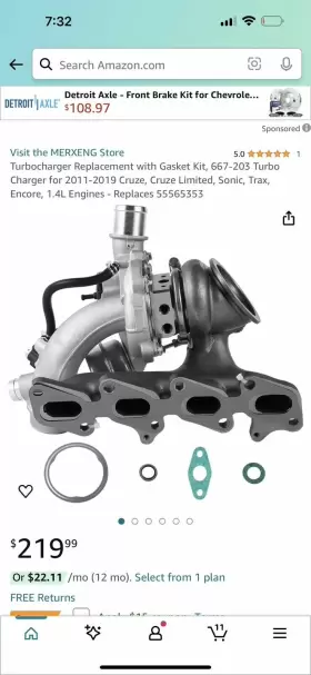 55565353 Merxeng For 2011-2019 Cruze Limited Sonic 1.4l Engines Turbocharger Turbo Charger