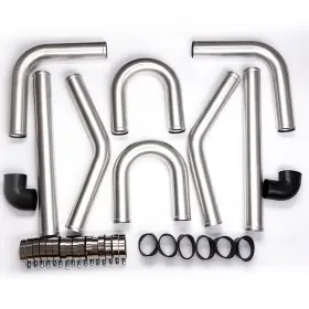 Qk 202401301050 Universal 2.5 Inch Aluminum Intercooler Pipes Kit Silicone Hose Clamp Silver