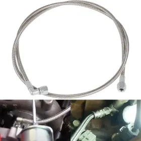 Raqp1052 Ra-auto Steel Braided Turbo Oil Feed Line 60 Inch Length - 4an 90 Straight Hose End 551871