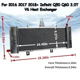 21-1185y Radflux Heat Exchanger Fits 2016 2017 2018 Infiniti Q50/q60 3.0t Aluminum Intercooler
