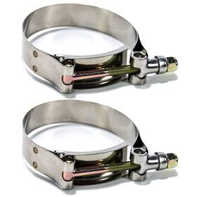 Squirrelly Performance Parts Cla000100 2pack 2 Inch Stainless-steel T Bolt Clamp Corrosion Resistant Hose Clamps With R