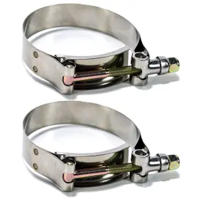 Cla000108 Squirrelly Performance Parts 2pack 3.25 Inch Stainless-steel T Bolt Clamp Corrosion Resistant Hose Clamps