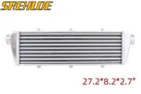 Srehloe 27.2 8.2 2.7 Universal 27 Inch X8 X3 Aluminum Front Mount Turbo Intercooler Tube&fin 2.25 I/o
