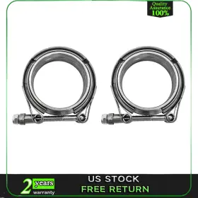 Susucar 644558180380 2x 2.5 Inch Stainless Steel V-band Clamp With Male Female Flanges