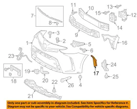 5211347020 Toyota Oem 15-16 Prius V Front Bumper Grille Grill-extension Left